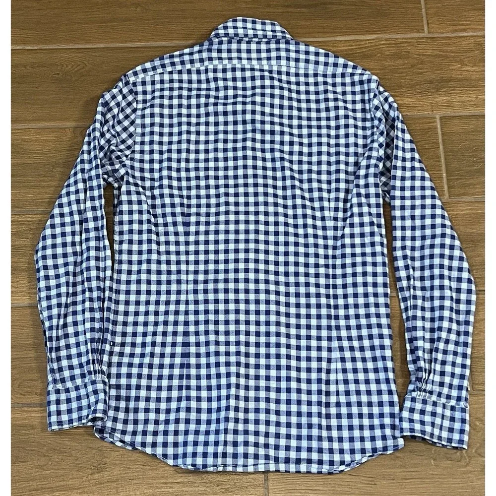 Brooks Brothers Milano Shirt Mens Small Blue Gingham Check Cotton Button Down S - Picture 6 of 6